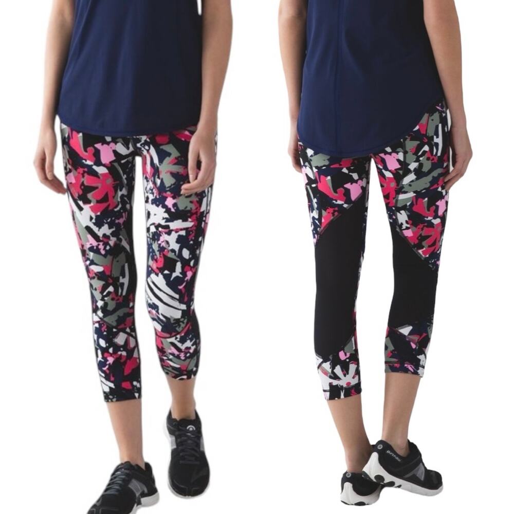 Lululemon Pace Rival Crop Leggings In Pop Cut Boom Juice Multi Color Size 6